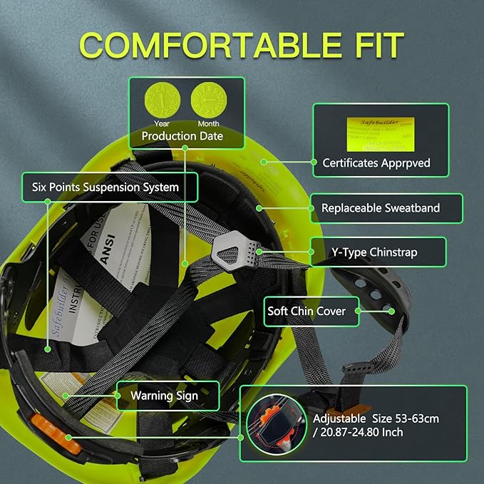 Construction Hard Hats Safety Helmet Reflective ABS Adjustable Ventilation Hardhats Industrial Head Protection ANSI Z89.1