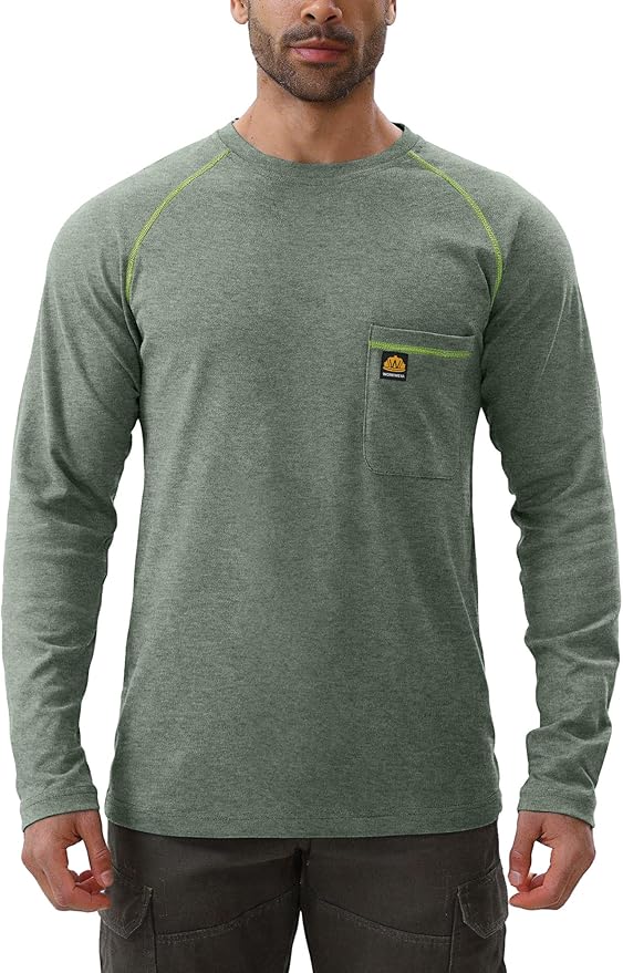 WORKWEYA FR Shirts Flame Resistant Shirt 6.5oz Men's NFPA 2112/CAT2 Long Sleeve Shirt