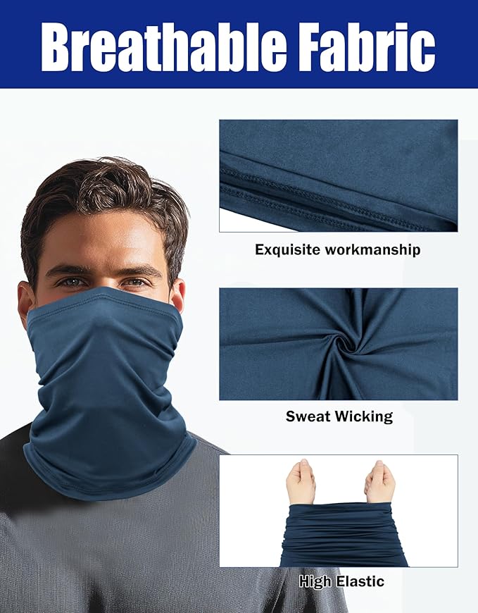 JHYWELL Cooling Neck Gaiter Face Mask, UV Protection Masks Gator, Windproof Bandana for Skiing, Fishing, Hiking, Cycling