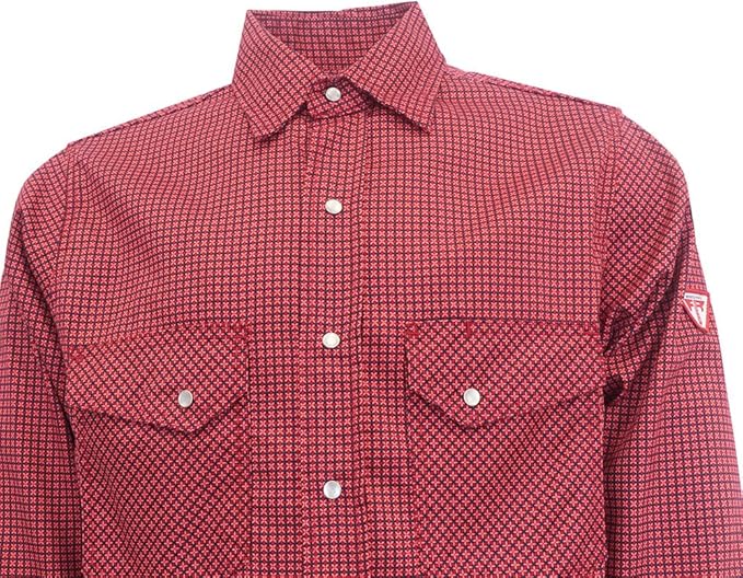 TICOMELA Men’s Mid-Weight FR Welding Shirt, 7.5oz 100% Cotton NFPA 2112 CAT2 – Flame-Resistant Button-Down Work Shirt