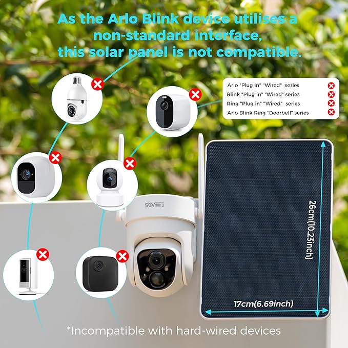 5V 8W Solar Panel for Security Camera, For Bird Feeder, 4G AOV Trail Cam, Ring Tapo Eufy Vicohome Eseecloud, Native USB-C, Micro-USB & DC 3.5mm*1.35mm, 23% Conversion, 9.8 Ft, 180 Days Exchange Policy