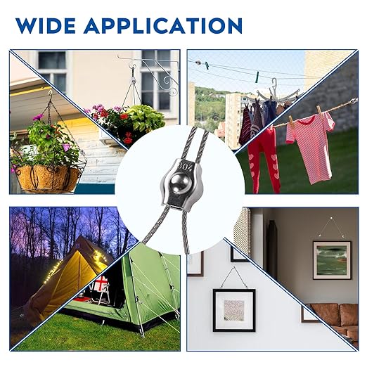 8PCS 1/8 Inches M3 304 Stainless Steel Wire Rope Cable Clip Clamp, Reusable Simplex Single Bolt Wire Rope Clips for 1/8Inch (1.5mm-3mm) Diameter Wire Cable/Wire Rope, Wire Clamp Tool for Outdoors