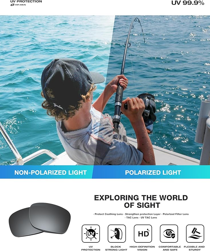RIVBOS Polarized Sports Sunglasses Driving Sun Glasses Shades for Men Women Tr90 Frame for Cycling Fishing Running RB831