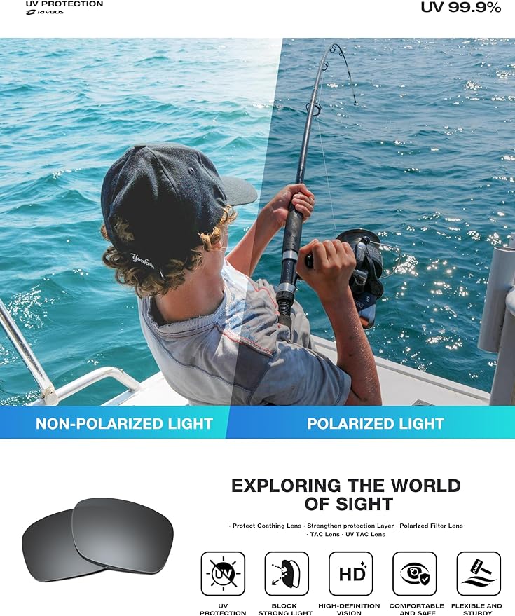 RIVBOS Polarized Sports Sunglasses Driving Sun Glasses Shades for Men Women Tr90 Frame for Cycling Fishing Running RB831