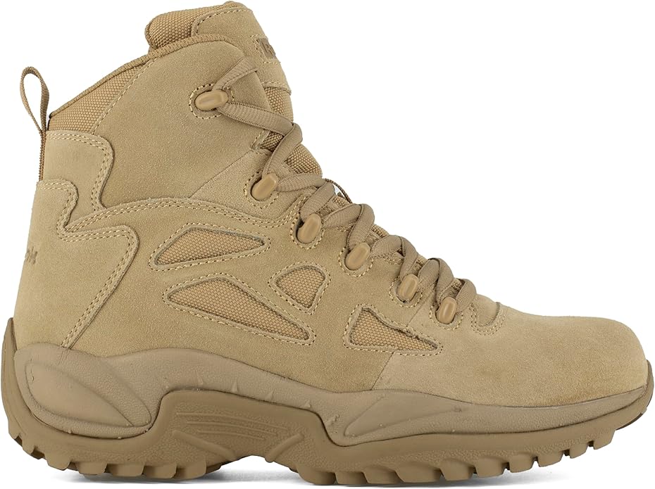 Reebok Men's Rb8694 Rapid Response Rb Composite Toe 6" Tactical Stealth Boot Sidezipper Desert Tan Military & Tactical Boots
