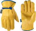 Wells Lamont Men's Adjustable HydraHyde Leather Work Gloves – Water-Resistant, Breathable, Durable – Ideal for Gardening, Landscaping, Ranching – Heavy Duty Leather Work Gloves – Saddletan, XX-Large