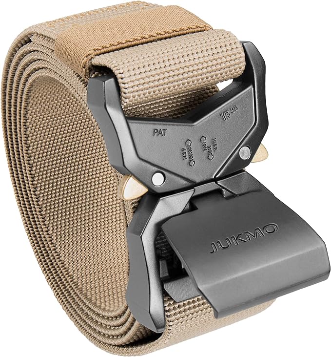 JUKMO Tactical Belt, Military Hiking Rigger 1.5" Nylon Web Work Belt with Heavy Duty Quick Release Buckle