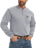 WORKWEYA FR Shirts for Men 6.5 oz Flame Resistant Long Sleeve Henley Shirt NFPA 2112/CAT2