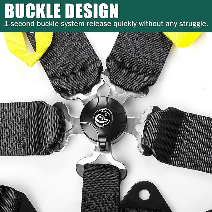 BESTZHEYU 5-Point Racing Harness Set SFI with Ultra Comfort Heavy Duty Shoulder Pads