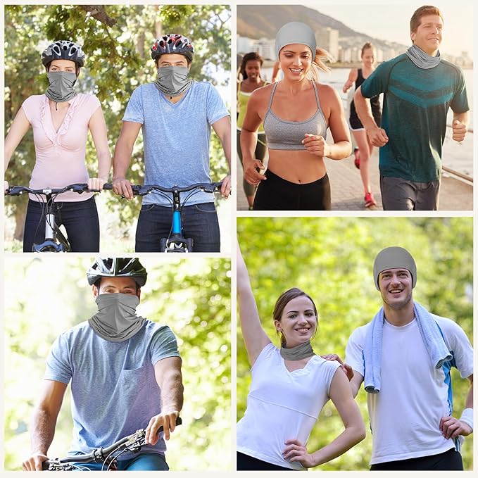 Geyoga 6 Pieces Summer UV Protection Cooling Neck Gaiter Face Clothing Neck Gaiter Mask Scarf Sunscreen Breathable Bandana
