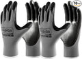 COOLJOB 10 Pairs Nitrile Dipped Safety Work Gloves with Grip, Non-slip Rubber Coated Bulk Garden Gloves for Men, Heavy-duty Oil Resistant for Truck Driver, Warehouse Box Handler, Small, Gray