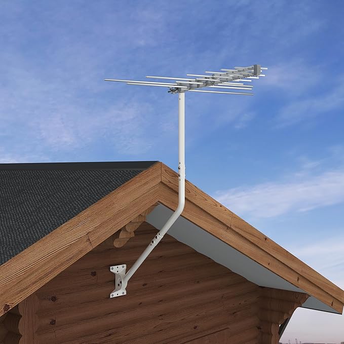 Universal Adjustable Mounting Pole, Steel J-Mount for Attic Outdoor Roof Wall Installation, Weatherproof Mast Pole, Mounting Bracket and Hardware Included (Diameter 1 1/4", Length 49 3/4", White)
