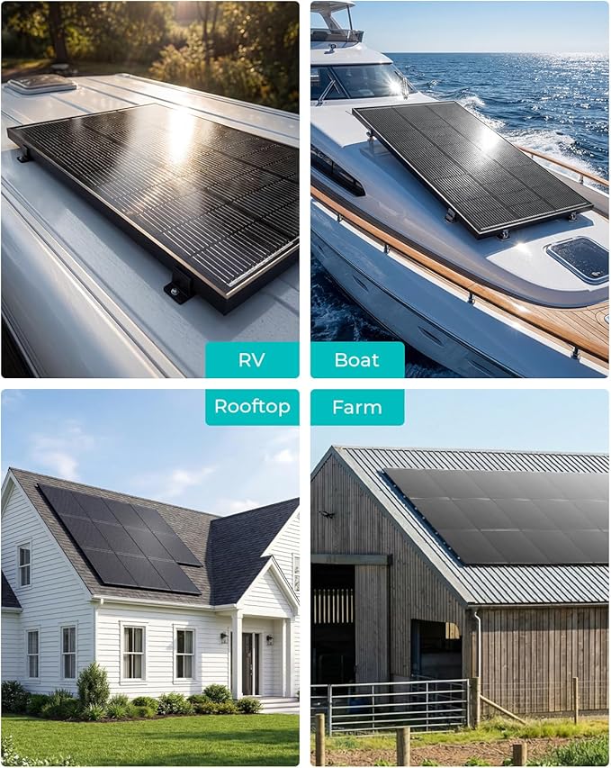 1000 Watt Solar Panels, 10 Pack 100W 12V N-Type 16BB High Efficiency Solar Panel Kit with 25.6% Conversion, Monocrystalline Solar Panels for Home, Farms, Cabins & Large Off Grid Systems