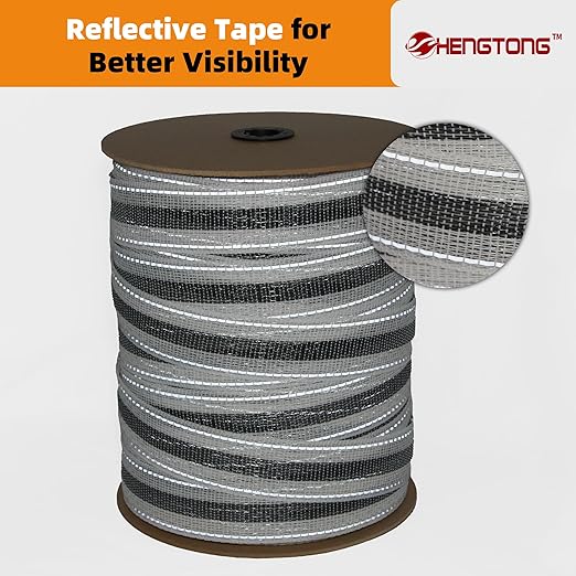 Upgraded Electric Fence Poly Tape with Reflective Strip, Horse Fencing Tape 656 Feet 200 Meters,2 Inch 50 mm, 12 x 0.18mm Stainless Steel Conductors