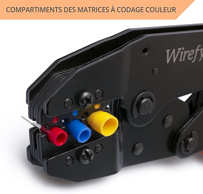 Wirefy Wire Crimping Tool for Insulated Connectors 22-10 AWG | Ratcheting Wire Crimper Tool | Crimp Pliers for Electrical Robust Terminal Crimper Connections