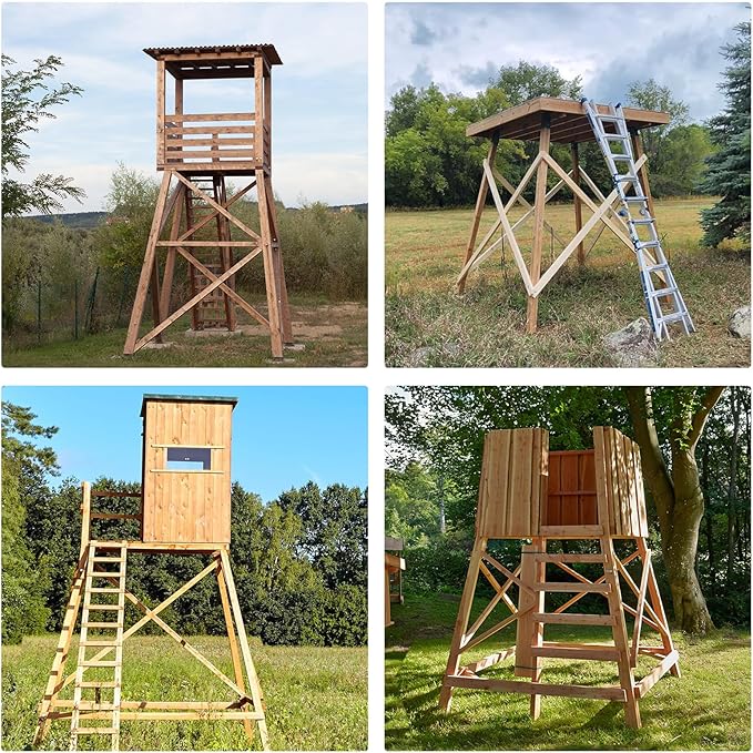 4 Pcs Outdoor 4"x4" Compound Angle Brackets,Deer Stand Brackets for Deer Stand, Hunting Blinds and Tree Houses