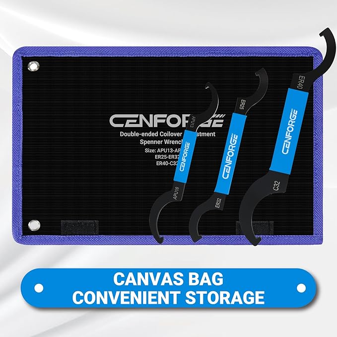 Cenfoge Double-ended Coilover Adjustment Spanner Wrench Set, 3-PC. Tool Kit for Suspension System and Shock Adjustments, Fit Coilovers Shocks with Nut OD APU13, APU16, ER25, ER32, ER40, C32