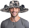 Berlune Men Sun Hat with 2 Solar Fans Wide Brim Outdoor Fishing Hat USB & Solar Powered for Sun Protection Camping Hiking