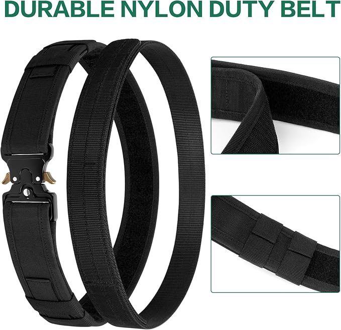 Duty Belt,2'' Police Security Nylon Duty Belts with Hook Lining Outer Inner Belts with 4 Belt Keeper