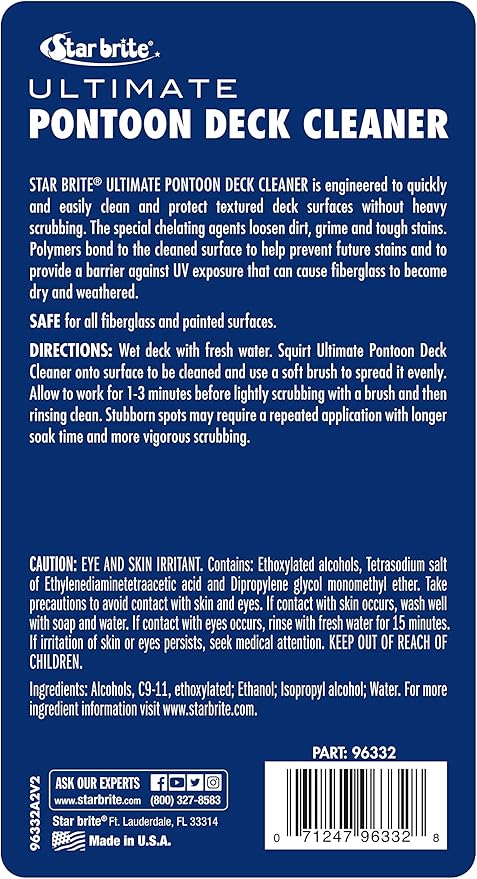 STAR BRITE Ultimate Pontoon Deck Cleaner - Lift Dirt & Stains from All Carpets, Woven, Foam & Textured Surfaces - 32 OZ (096332)