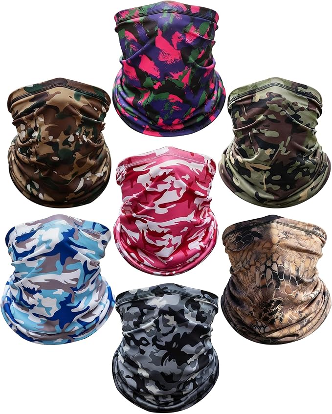 Xeoxarel Neck Gaiter, 7 Pack Cooling UV Protection, Bandana Face Mask Scarf for Men and Women