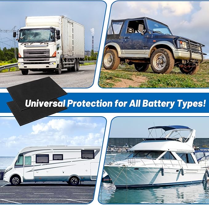 2 Pcs Battery Protector Mat, 8 X 12 Inches Battery Acid Absorber Mat, Anti Shock and Corrosion Mat for Battery, Anti Vibration Pads for Rvs, Cars, Boats and Trucks (2)