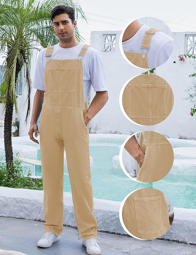 Overalls for Men Fashion Coveralls Work Utility Denim Women Bib Jumpsuit with Pockets