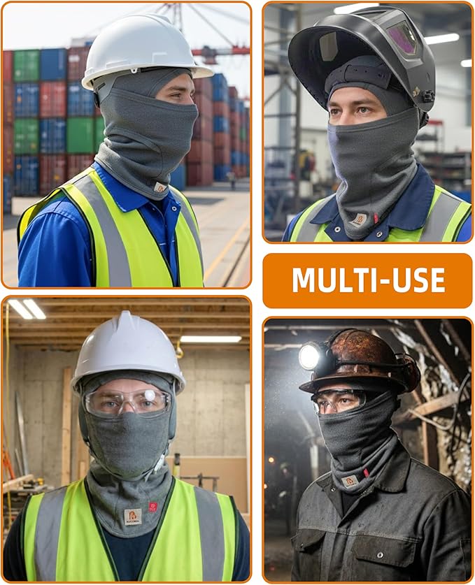 BOCOMAL FR Flame Resistant Balaclava Face Mask Arc Rated NFPA2112 CAT2 Helmet Liner Covering Hood for Welding