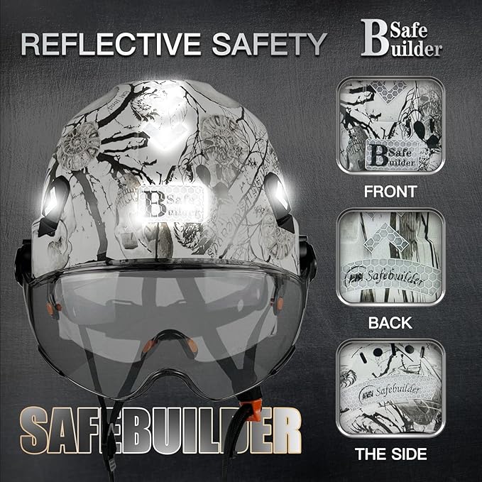 Construction Safety Helmet with Build-in Visor ABS Hard Hat with Visor Adjustable Ventilation Hardhats Work Head Protection ANSI/ISEA Z89.1