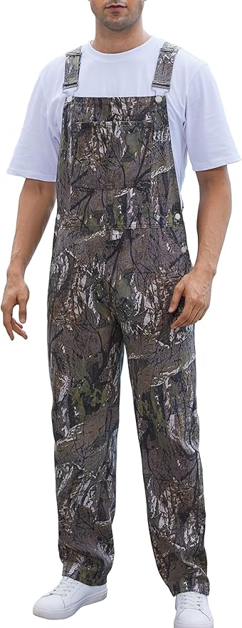 Camo Bibs Overalls for Men Adjustable Straps Work Utility Coveralls Camouflage Jumpsuit