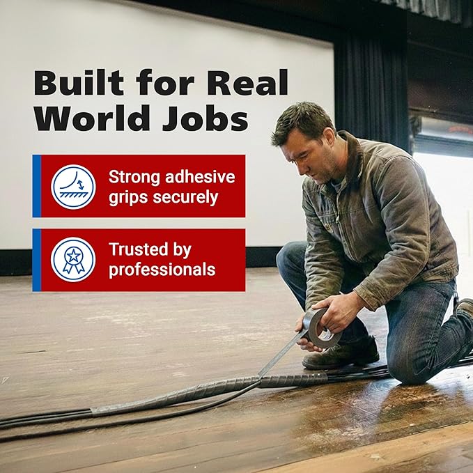 Gaffer Power Proudly Made in The USA, Real Professional Grade Gaffer Tape, Heavy Duty Gaffers Tape, Non-Reflective, Multipurpose. 2 Inches x 30 Yards, Grey