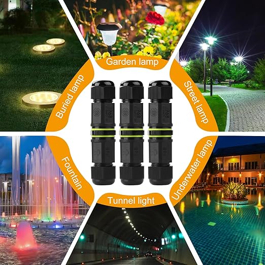 IP68 Waterproof Junction Box Outdoor 2way 3Pin (AC450v,17.5A) M18 Wire Range(5-10mm) Electrical Cable Connector,Suitable for Repair and Extend Power Cables,UL 1Pack