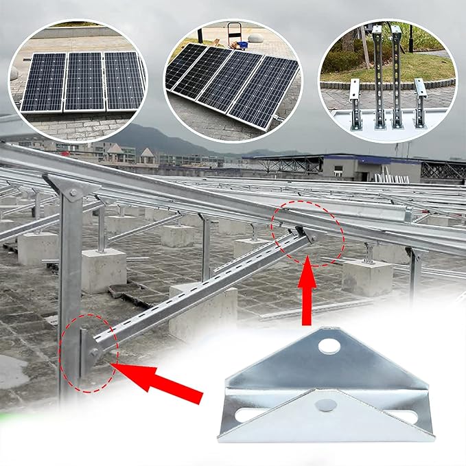 4 Pcs Solar Panel Tilt Mount Bracket for 1-5/8" Strut Channel, Pivot Hinge for Solar Panel Ground Mount Accept 1/2" Bolt