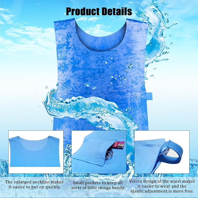 Cooling Ice Vest for Men Women,PVA Water Activated Evaporative Cool Cold Vest for Hot Weather Working Running