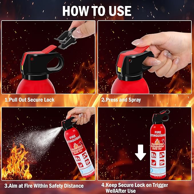 2-Pack Home Fire Extinguisher with Wall Mount, Portable A B C K Class Household Fire Extinguisher for Kitchen, House, Boat & Car, Non-Toxic, Anti-Re-Ignition & Easy Clean