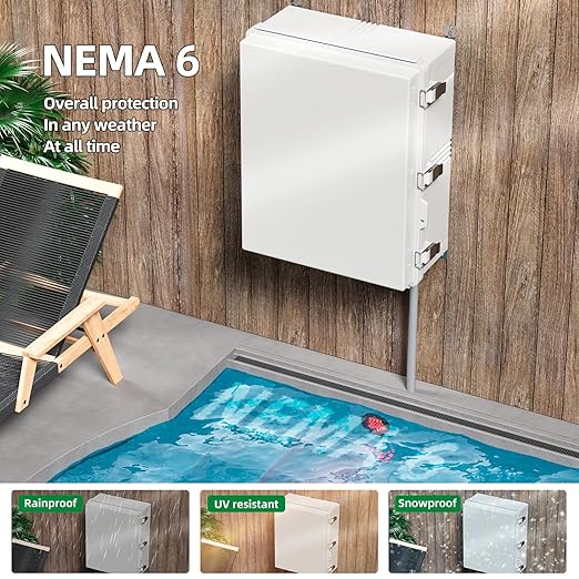 UL Certified Junction Box, NEMA 6 Weatherproof 94V-0 Flame Retardant, Plastic Electrical Enclosure for Industrial Projects, Includes Mounting Plate (Grey Cover, 20.1"×16.1"×7.9")