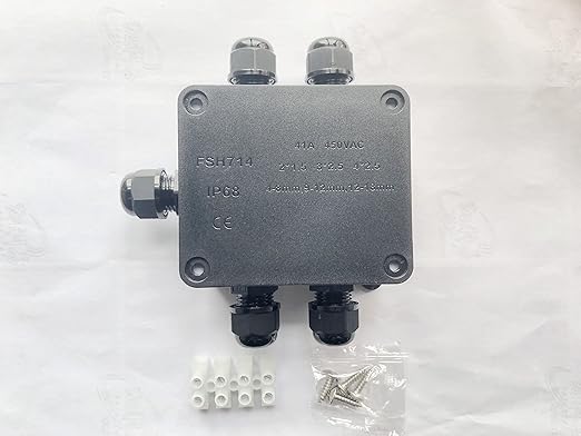 Junction Box Waterproof ,Outdoor Junction Box, Waterproof Electrical Junction Box, IP68, 3way, 4 Way, 5 Way Black (Black 5 Way)