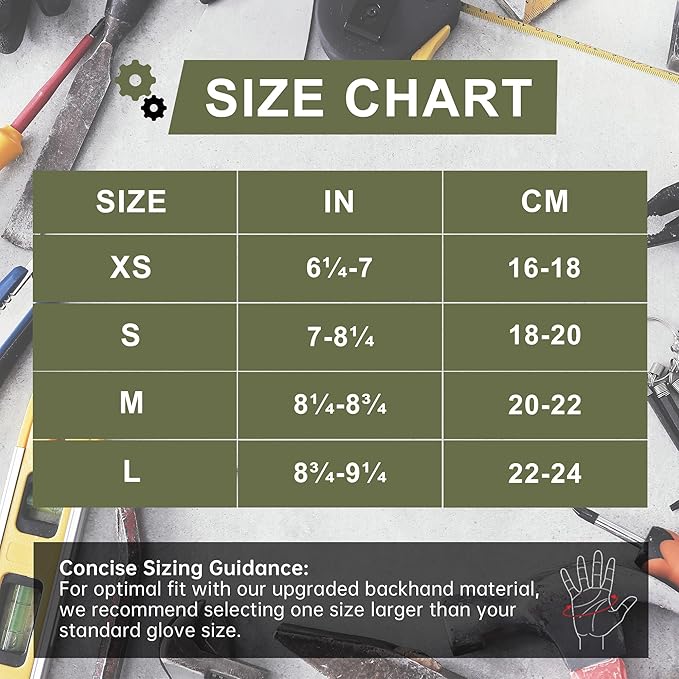 HANDLANDY Fingerless Work Gloves for Mens & Women, Uwrist Half Finger Shock-Absorbing Breathable Glove