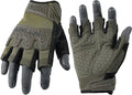 HANDLANDY Tactical Fingerless Impact Gloves for Men, Padded Grip Half Finger Work Gloves, Utility Trucker Driver Gloves (Army Green, Large (Pack of 1))