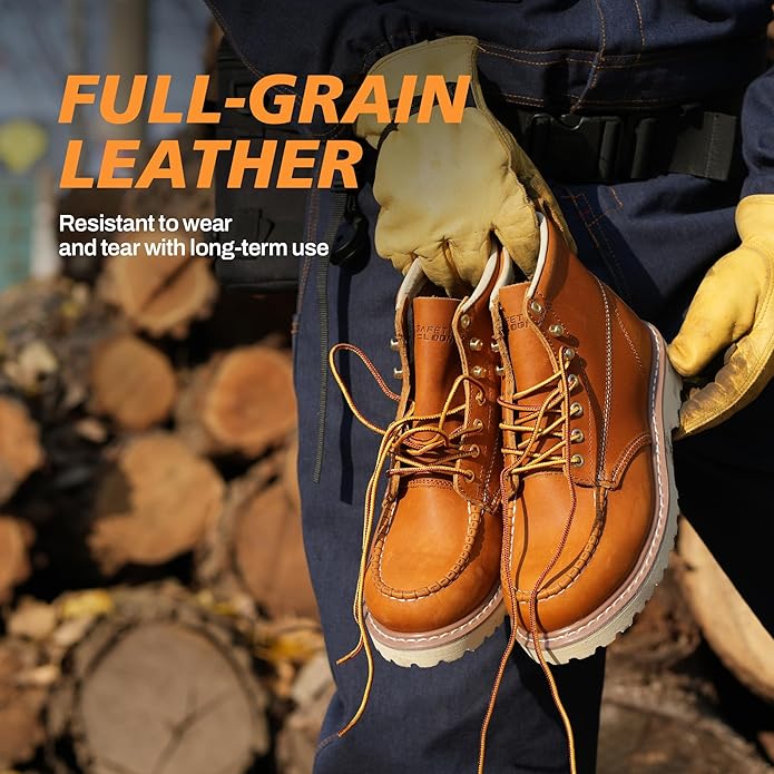 Work Boots for Men Waterproof Soft Toe Non Slip Comfortable Leather Workboots
