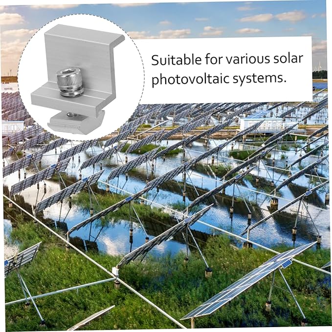 12pcs Metal Solar Panel Bracket Clips Edge Pressure Blocks Support Easy Installation for Outdoor Versatile Clamp for Applications
