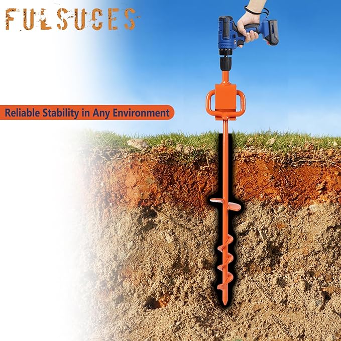 16In Tent Stakes, Ground Anchors Screw in, with 1PCS Tent Stakes Heavy Duty Adapter, for Screw Ground Anchors, Tree Straightening Kit, Anchors Tent, Mobile Home Anchors (Color : Orange, Size : 6PCS