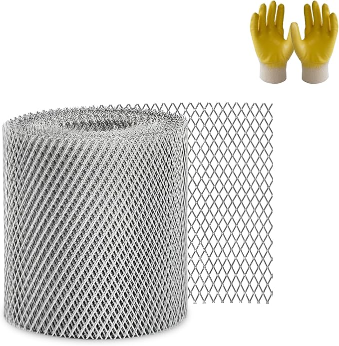 Upgraded Aluminum Gutter Screen Mesh, 4 inch Thicker Gutter Guard Mesh Roll 4" X 60', Rain Gutter Leaf Guard Mesh with Gloves 4 Inch X 60 Feet, 1 Roll