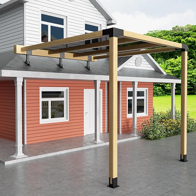 4x4 Heavy Duty Roof Riser Brackets Kit 3 Pack, Adjustable Angle Pergola Brackets, Black Metal Roof Riser Beam Bracket for Roof