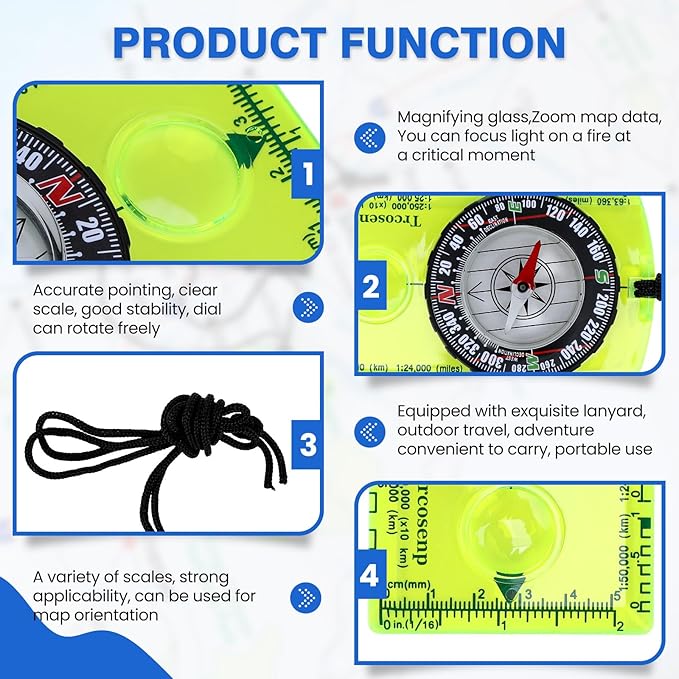 Orienteering Compass, Hiking Survival Compas, Compasses Kids for Magnetic Camping Backpacking, Compas Small Mini Stuff