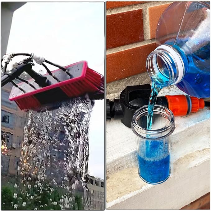 20ft Water Fed Pole Brush with Squeegee Kit Telescoping High Reach Window Cleaning Tool with Soap Dispenser Extension Solar Panel Cleaner for Household