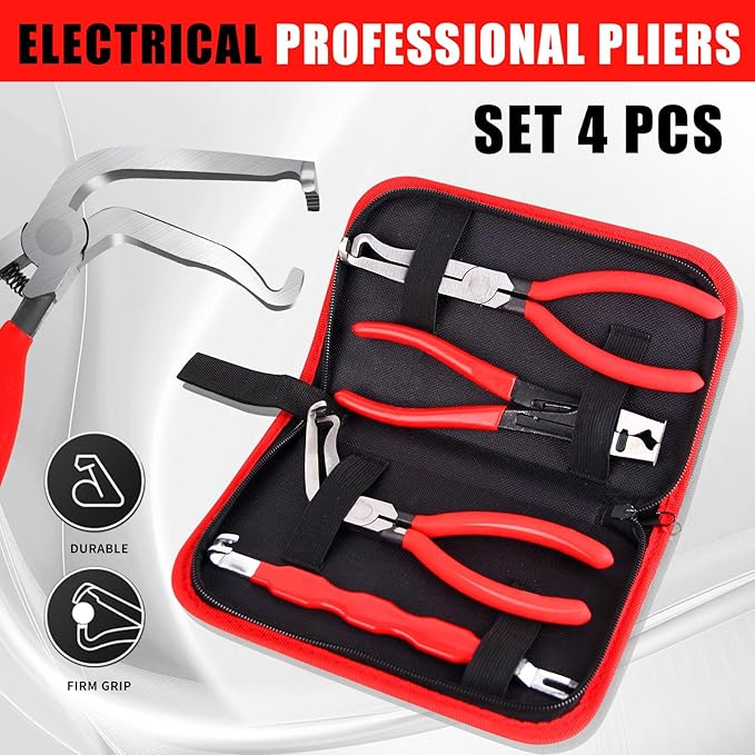 4 Pieces Electrical Disconnect Pliers for Cars, Electrical Connector Separator Tool and Automotive Electrical Connector Disconnect Pliers,Fuel Line Petrol Clip (Red 4 PCS)