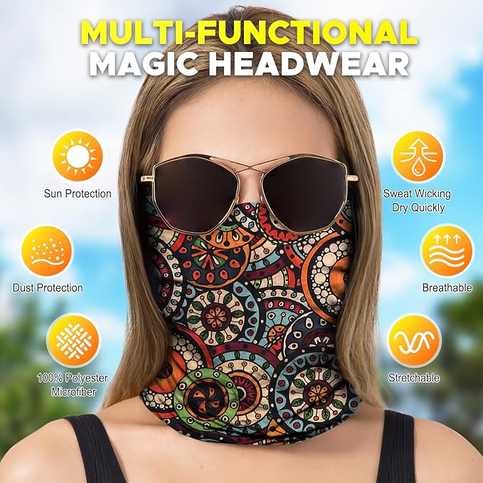 JOEYOUNG Headwear, Bandana, Neck Gaiter Head Wrap Headband Balaclava Magic Scarf