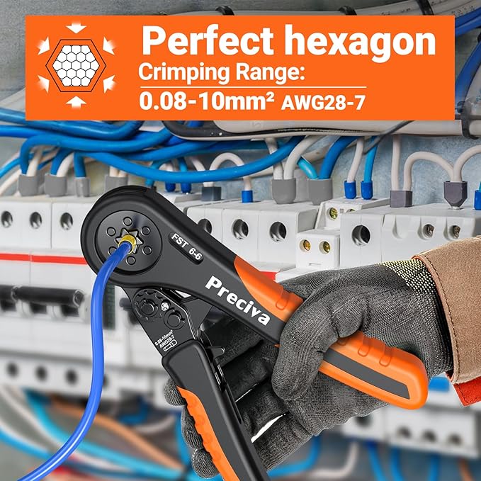 Preciva Ferrule Crimping Tool Kit, Hexagonal Ratchet Wire Crimp Pliers for AWG 28-7with 1250PCS Single & Twin Ferrules Connectors