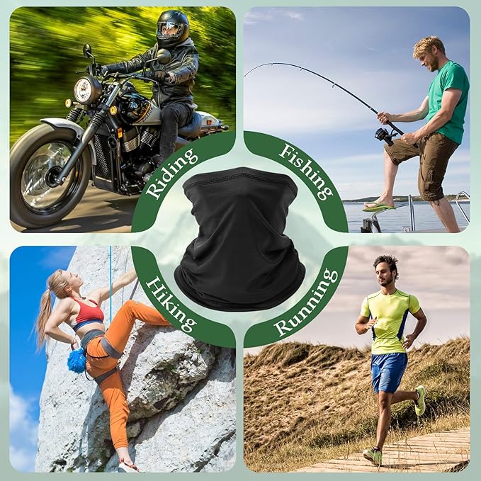 6 Pack Neck Gaiter for Men Women Gator Summer UV Dust Mask Cooling Neck Gaiters Face Cover for Sun Protection Scarf Bandana
